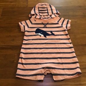 Carter’s whale embroidered hooded short romper
